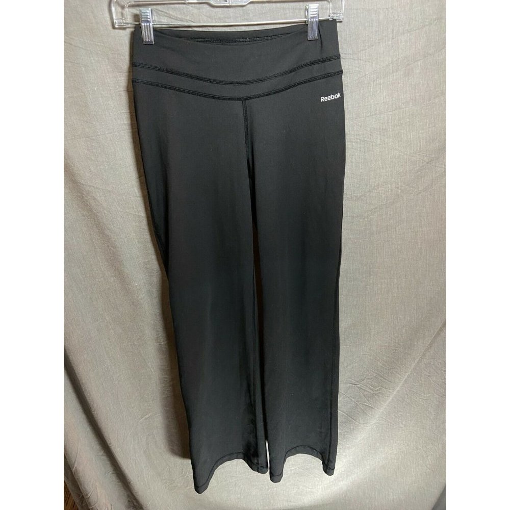 Reebok Play Dry Pants Women Extra Small‎ Black Logo Pull On Ladies.
